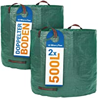 2 Sacos de jardín de GloryTec de 500 Litros cada uno – Set Premium de bolsas de jardín – Bolsas estables para los…